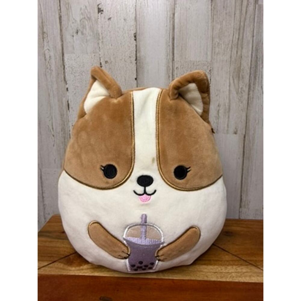 Squishmallows 8" Regina Corgi Plush Toy with Boba Multicolor